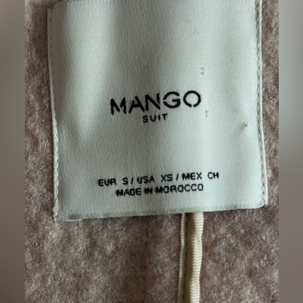 MANGO Suit Blush Pink Long Wool Blend Open Front Coatigan – Size XS / EUR S - Picture 4 of 7